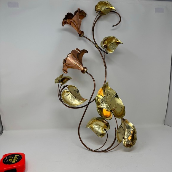 Other - Vintage Metal Wall Art Copper Gold Flower Vine Sculpture Home Decor Accent